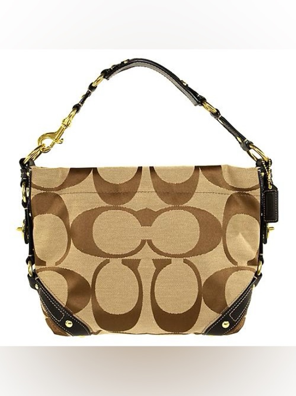Coach Signature Carly Hobo Shoulder Bag Tan And Brown CC